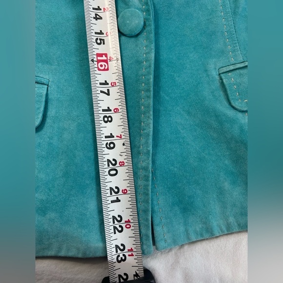 KAREN KANE Blue Suede Leather Blazer Jacket Women’s Medium - Picture 9 of 15